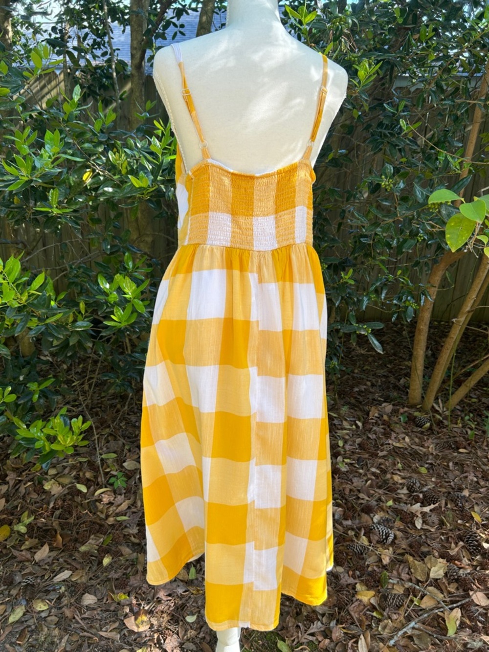 Yellow and White Gingham Midi Sundress - Picture 2 of 3
